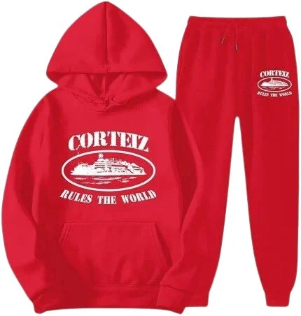 Corteiz Merch Alcatraz Logo Red Tracksuit