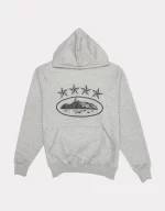 Corteiz Merch 4Starz Alcatraz Logo Grey Hoodie