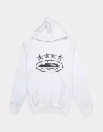 Corteiz Merch 4Starz Alcatraz Logo White Hoodie