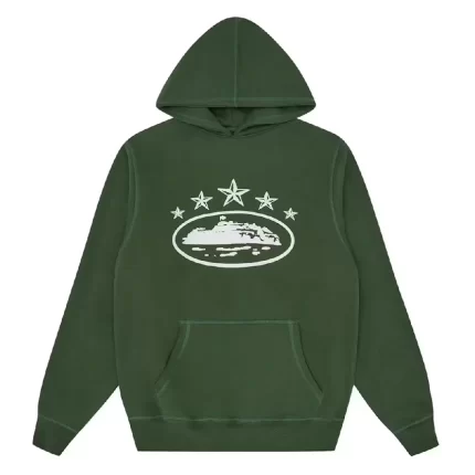 Corteiz Merch 4Starz Alcatraz Logo Green Hoodie