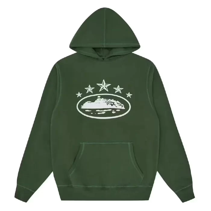 Corteiz Merch 4Starz Alcatraz Logo Green Hoodie