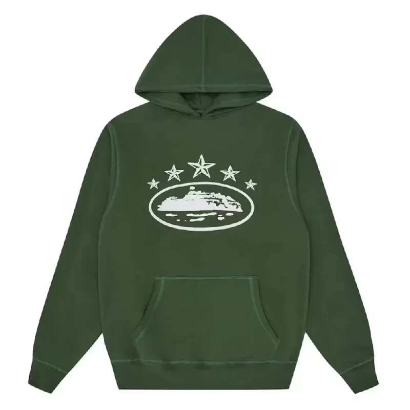 Corteiz Merch 4Starz Alcatraz Logo Green Hoodie