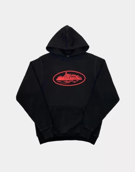 Corteiz Merch Alcatraz Logo Black/Red Hoodie