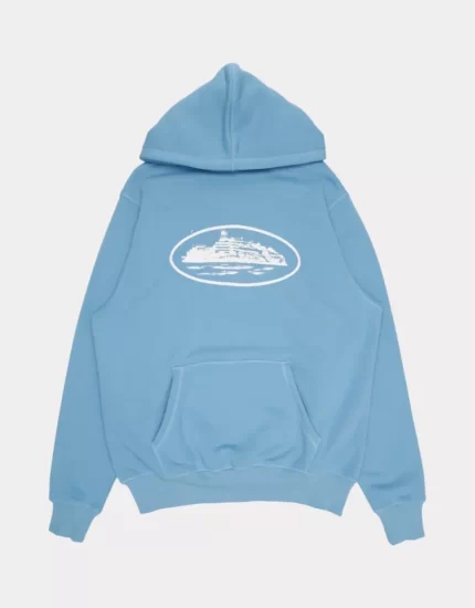 Corteiz Merch Alcatraz Logo Blue Hoodie