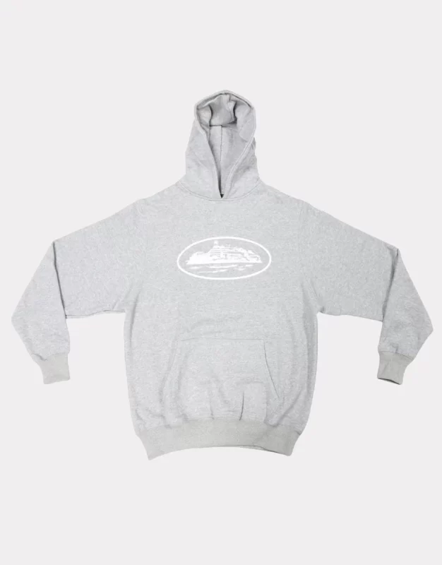 Corteiz Merch Alcatraz Logo Grey Hoodie