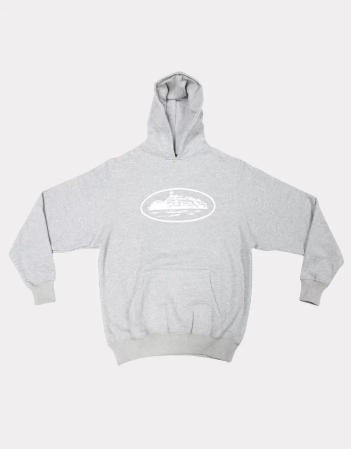 Corteiz Merch Alcatraz Logo Grey Hoodie