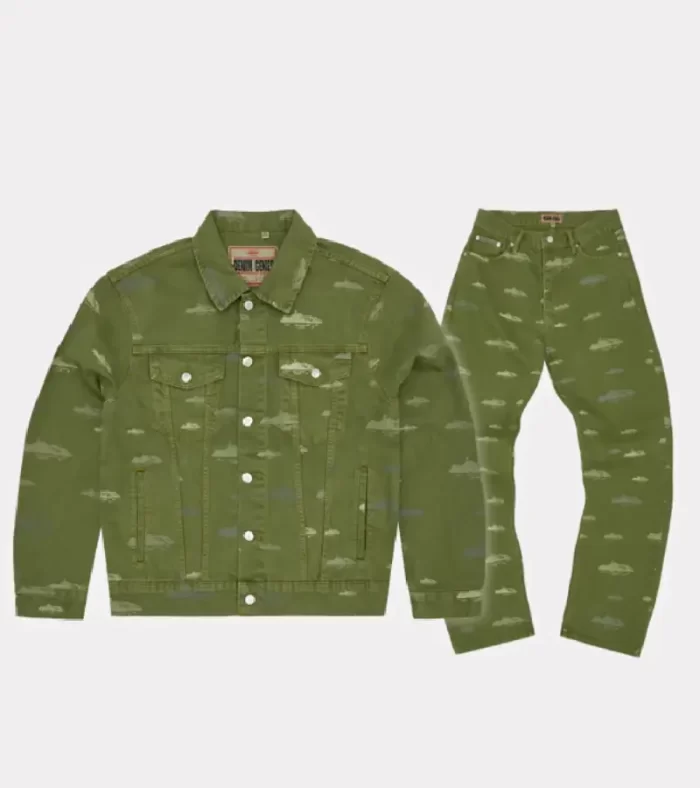 Corteiz Merch Alcatraz Logo Pattern Khaki Tracksuit
