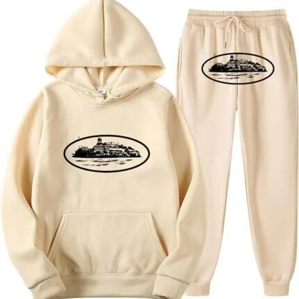 Corteiz Merch Alcatraz Big Logo Cream Tracksuit