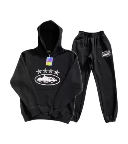 Corteiz Merch 4Star Alcatraz Logo Black Tracksuit