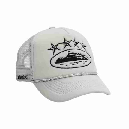 Corteiz Merch Alcatraz Logo Trucker Grey Beanie