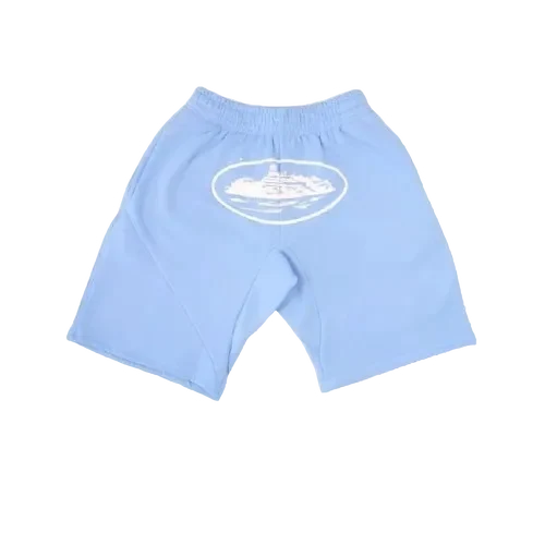 Corteiz Merch Alcatraz Logo Baby Blue Shorts